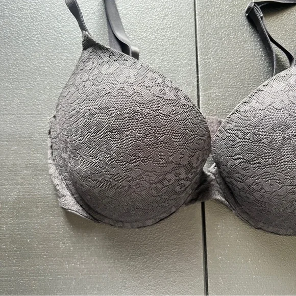 Victoria’s Secret PINK Wear Everywear Push Up Lace Animal Print Black Bra 34D - Picture 2 of 9